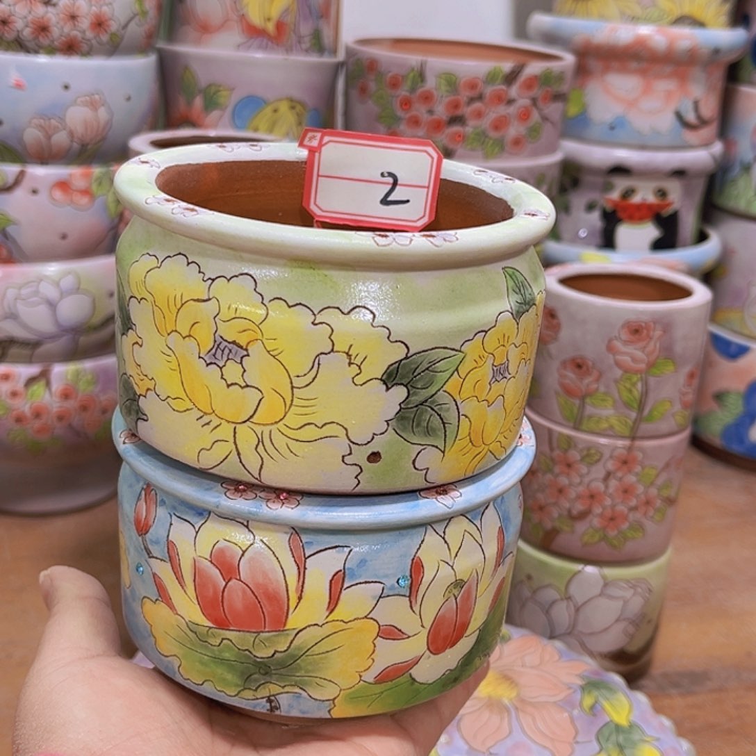 多肉花盆手绘景德镇