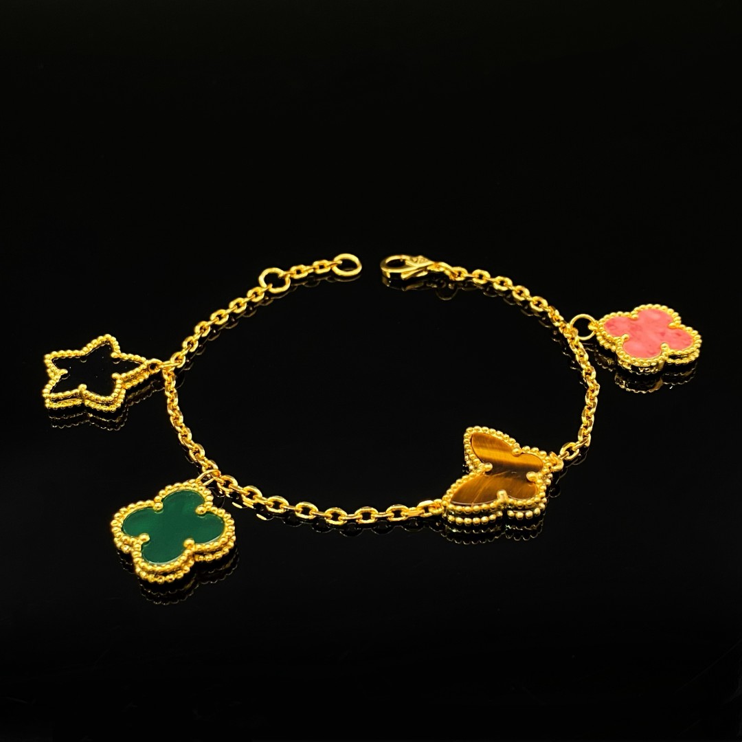 名式 铜合金手链 双面四叶草蝴蝶五角星轻奢气质百搭手链FL173