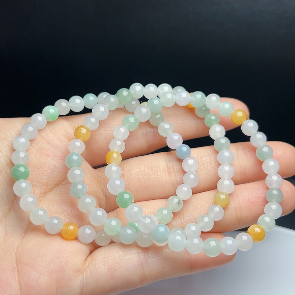 天然翡翠A货多宝圆珠手串马卡龙翡翠珠串约卡5.9mm（多样性发其一）