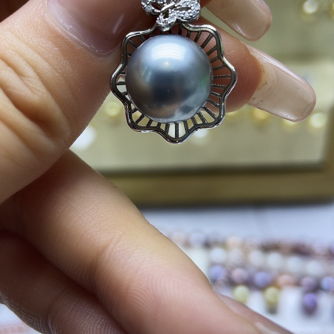 海水珍珠银S925镶嵌颈饰