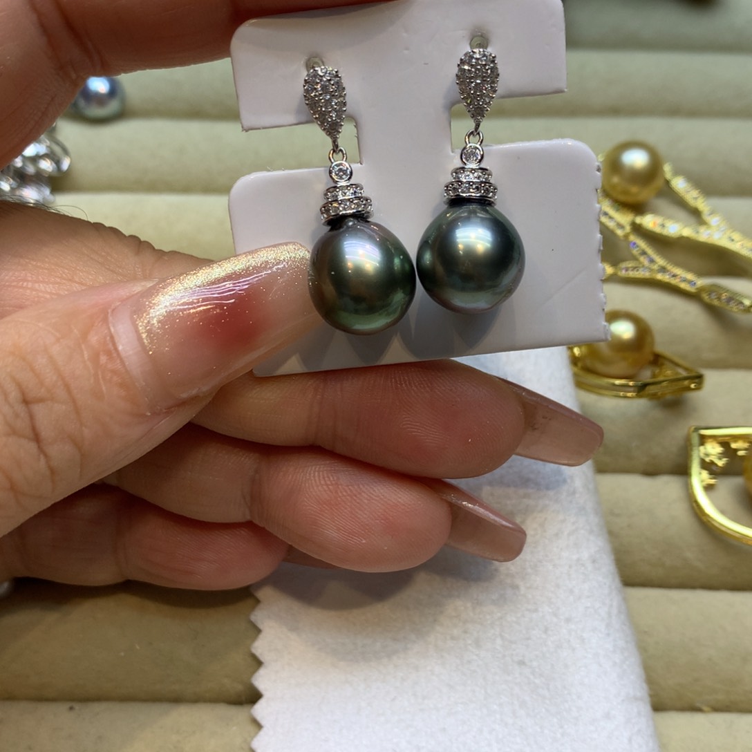 银S925镶嵌耳饰海水珍珠