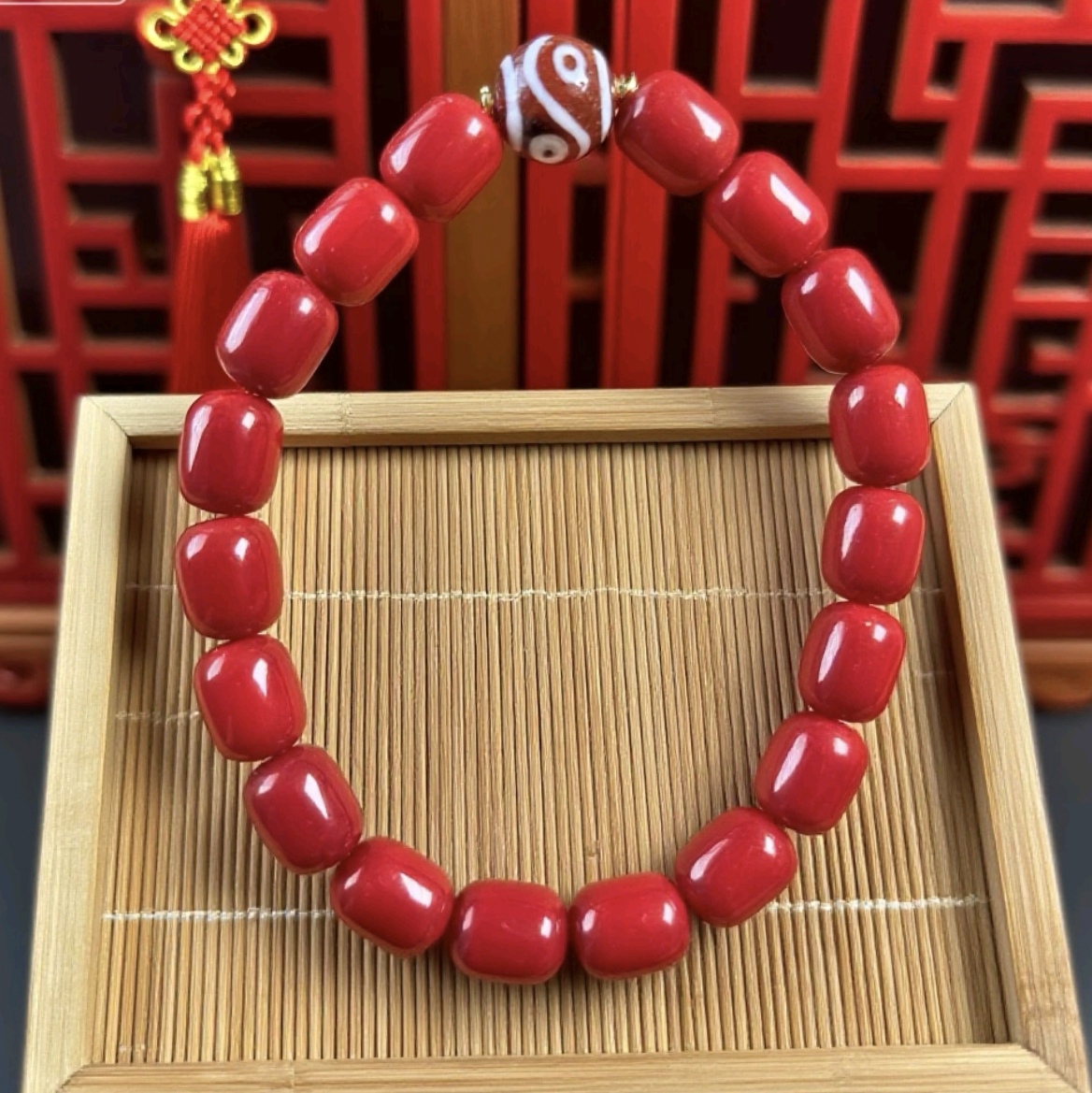 147号精品红色7.5mm设计款豆珠手串多样性发一