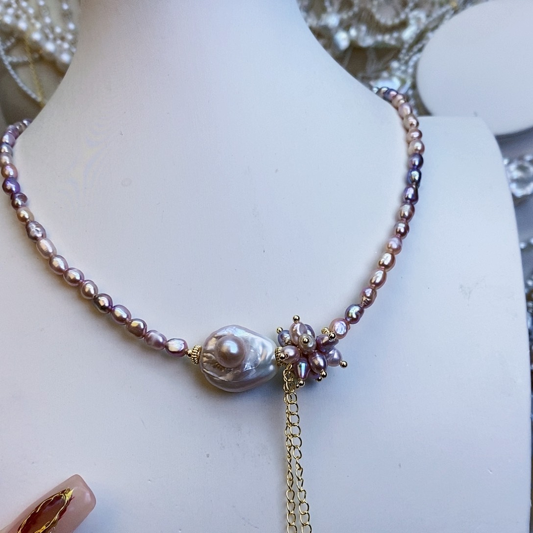 淡水珍珠颈饰银S925镶嵌