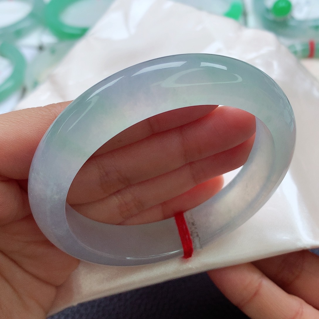 翡翠手镯未镶嵌57小宽版 冰春彩