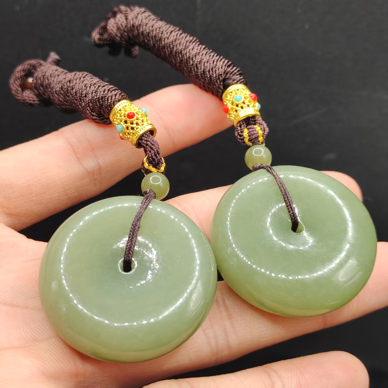 【龙龙严选】和田玉平安扣赠绳M4【多样性发其一】约34-11mm