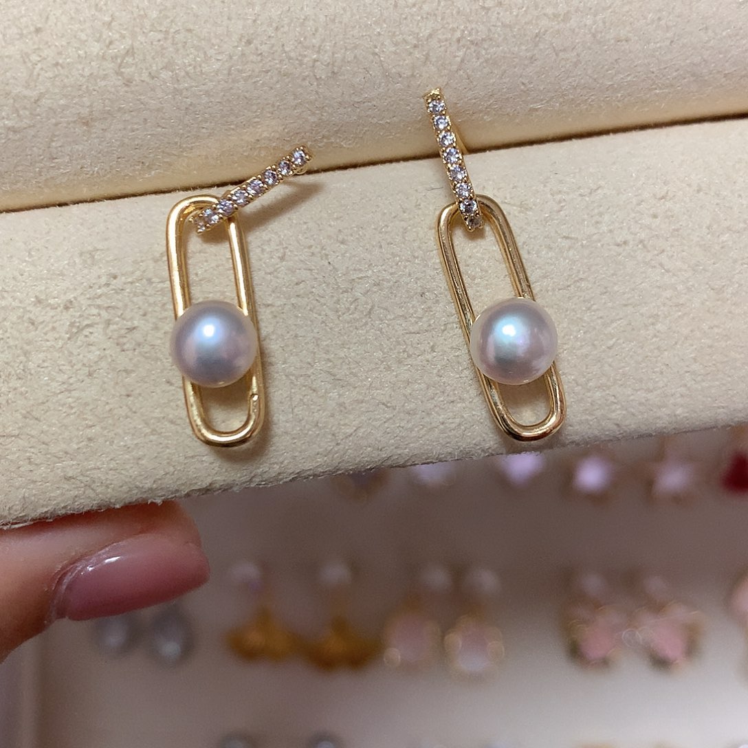淡水珍珠耳饰合金