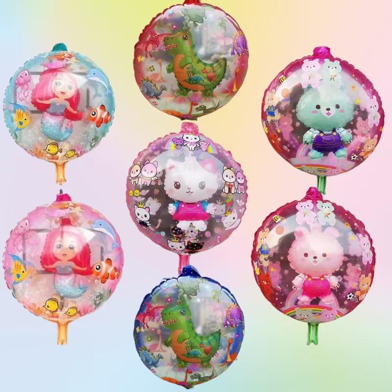 双层球中球卡通铝膜气球街卖摆台爆款批发