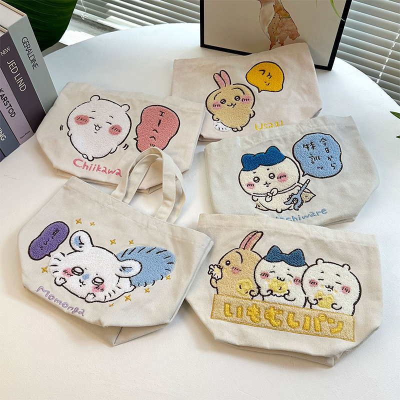 日系chiiikawa帆布包卡通袋吉伊简约手提袋子通勤乌萨齐便当包