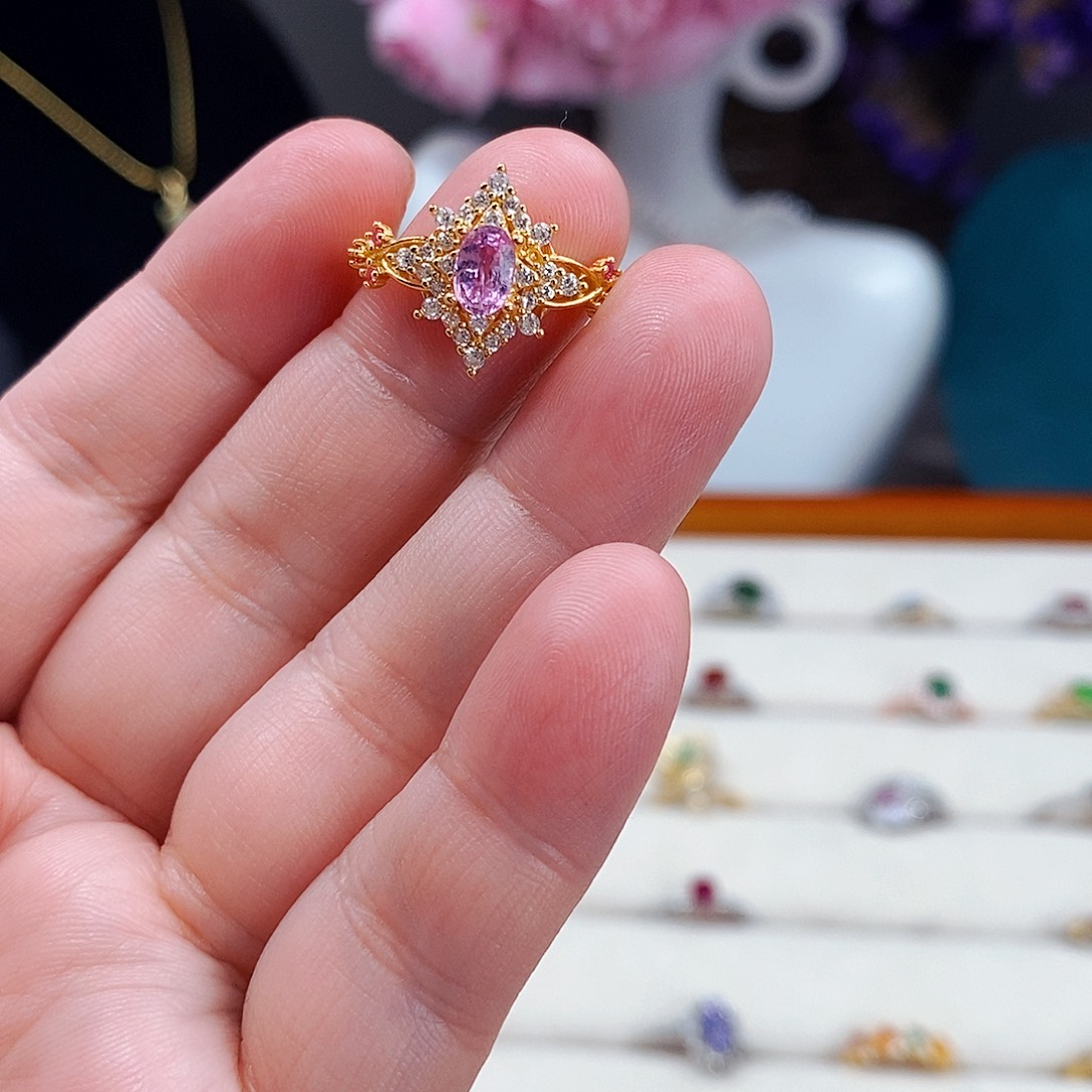 蓝宝石戒指银S925镶嵌