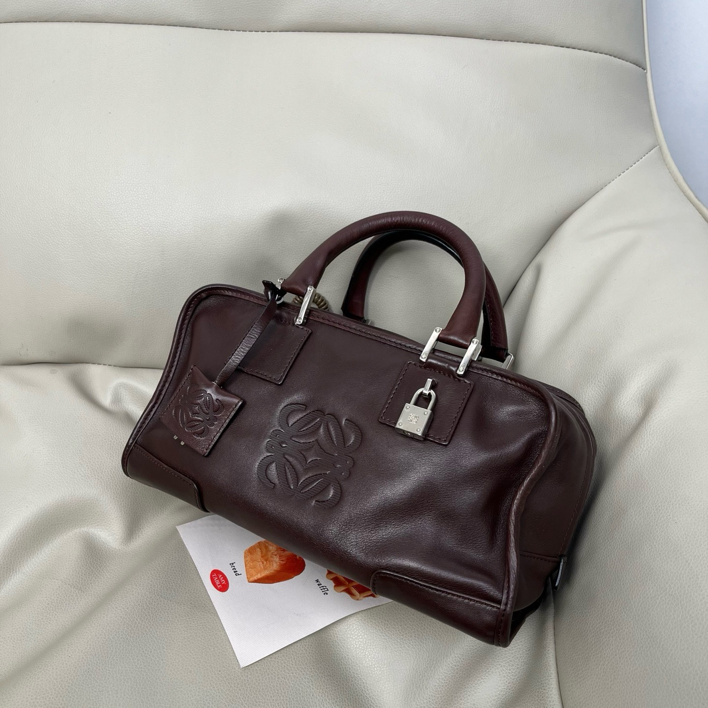 95新 LOEWE/罗意威 棕银amazona波士顿手提包