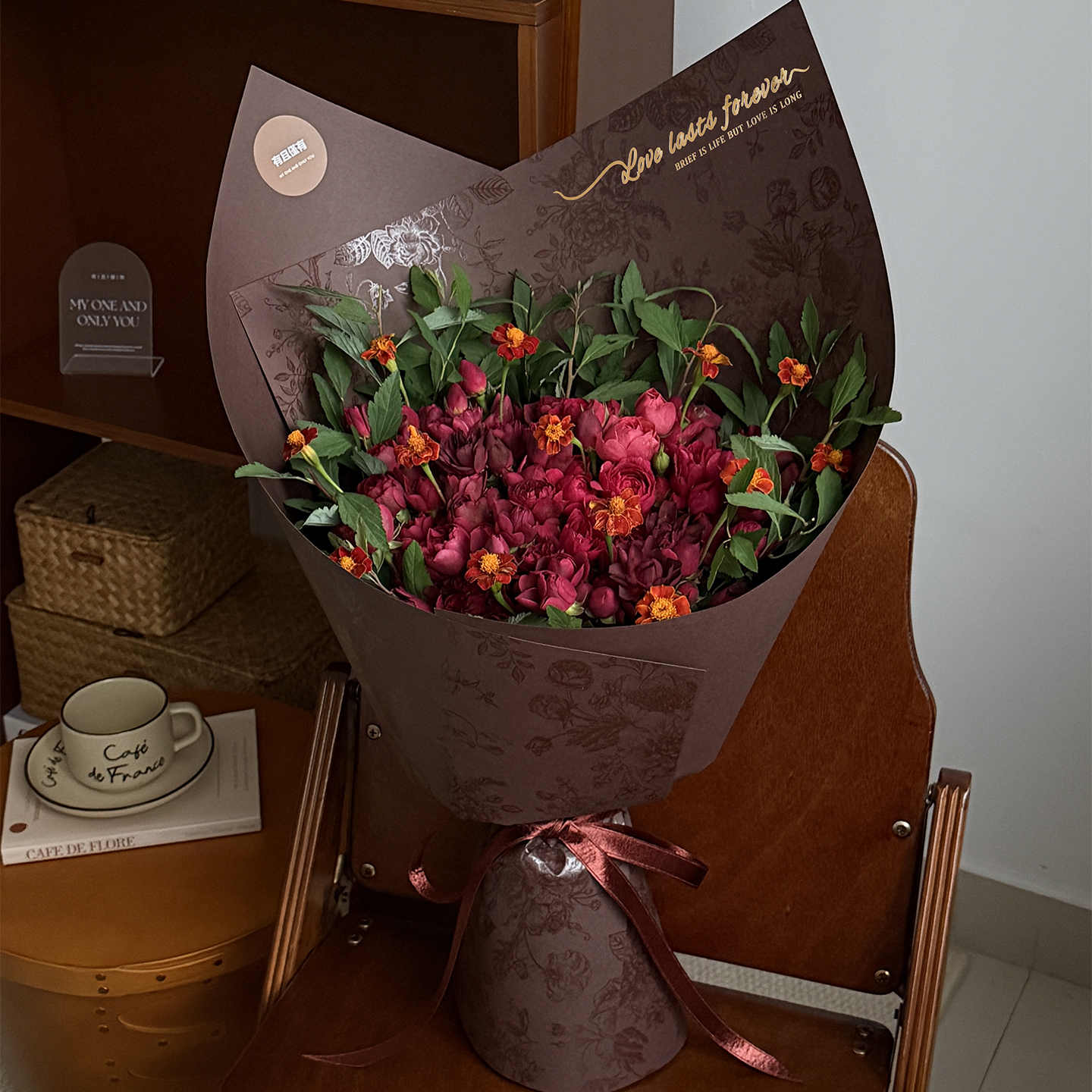 【花喜爱】蝶绕银花烫金纸150g加厚硬挺手工diy花店资材花束包花纸