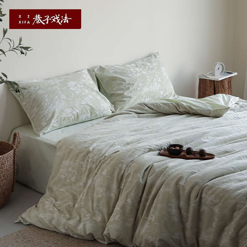 巷子戏法纯棉全棉四件套A类色织提花床上用品简约被罩被单高级感