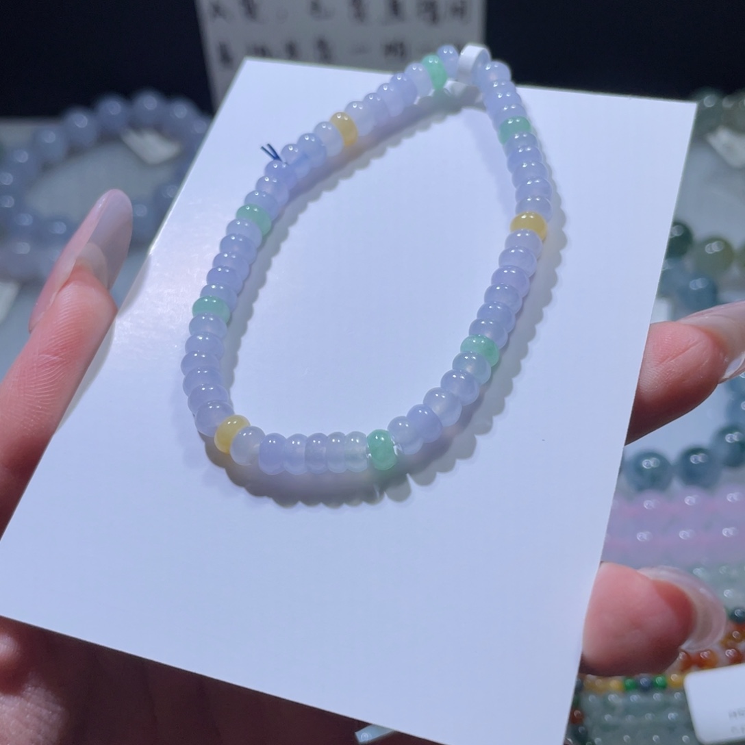 定制翡翠未镶嵌卡5.1冰粉算盘珠手串