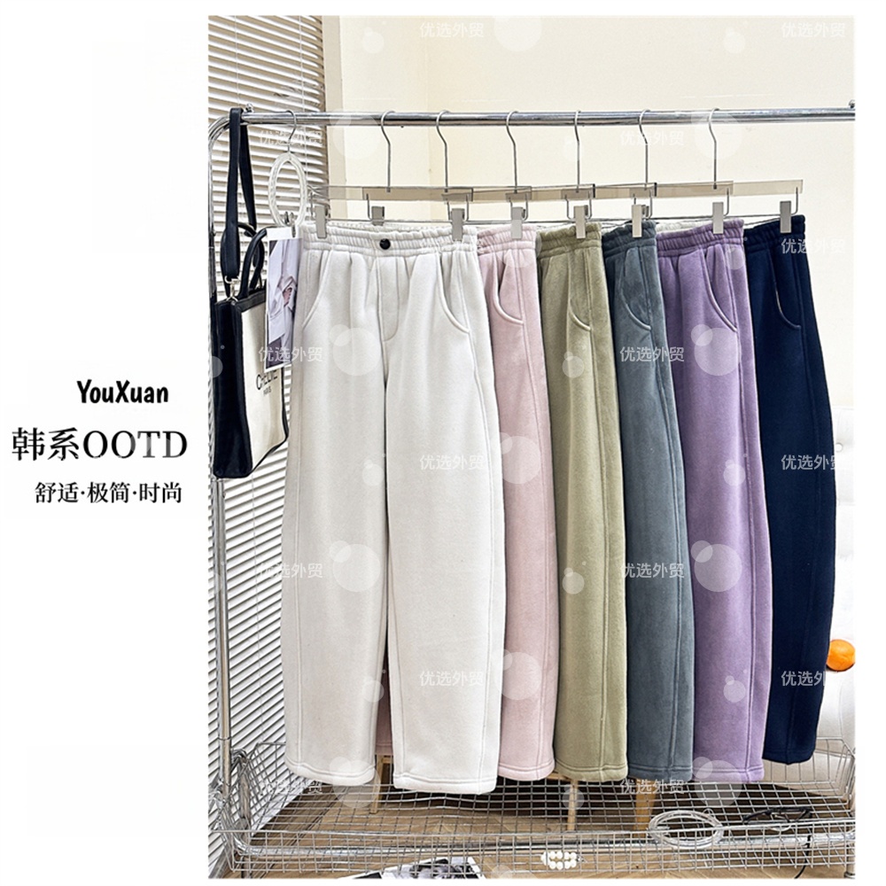 YOUXUAN-[时尚百搭]25冬季韩系高腰加绒休闲弯刀阔腿裤HT-U635