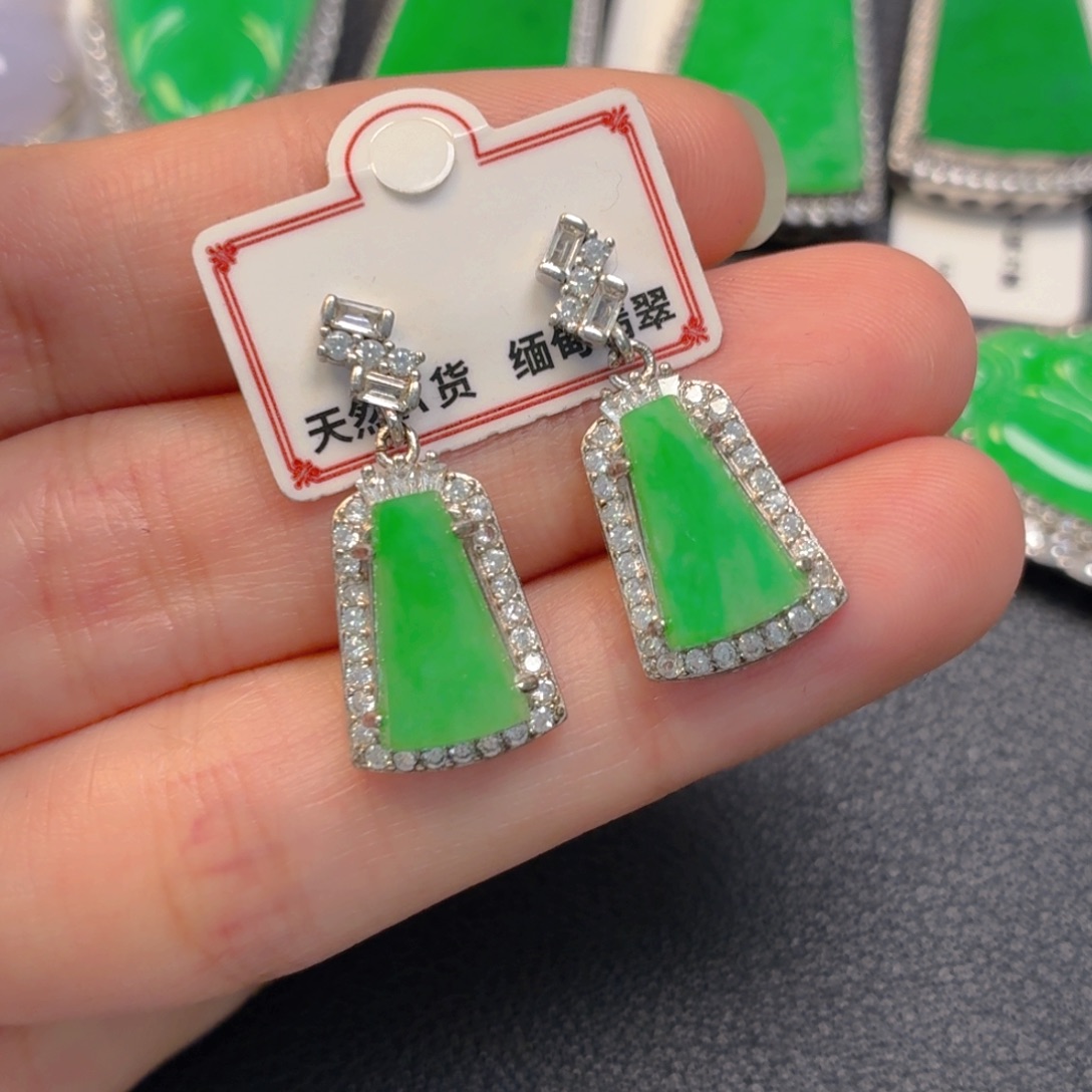 翡翠银S925镶嵌吊坠(不含链)耳坠