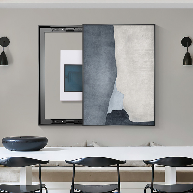 侘寂风电表箱装饰画北欧简约蓝色餐厅挂画配电箱大尺寸电闸箱壁画