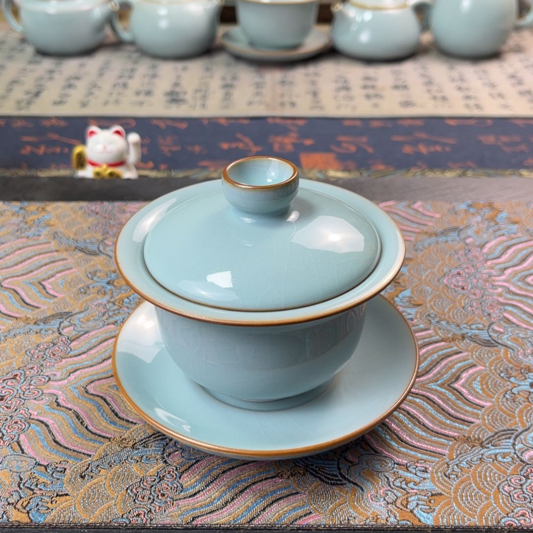 支钉微瑕天青釉全手工170cc