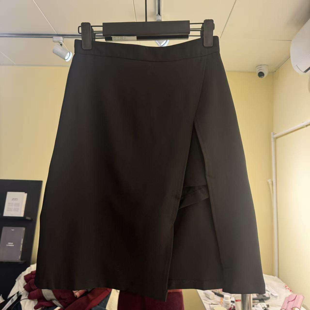 黑色高腰显瘦垂感A字半身裙女夏季气质中长款开叉百搭裙裤