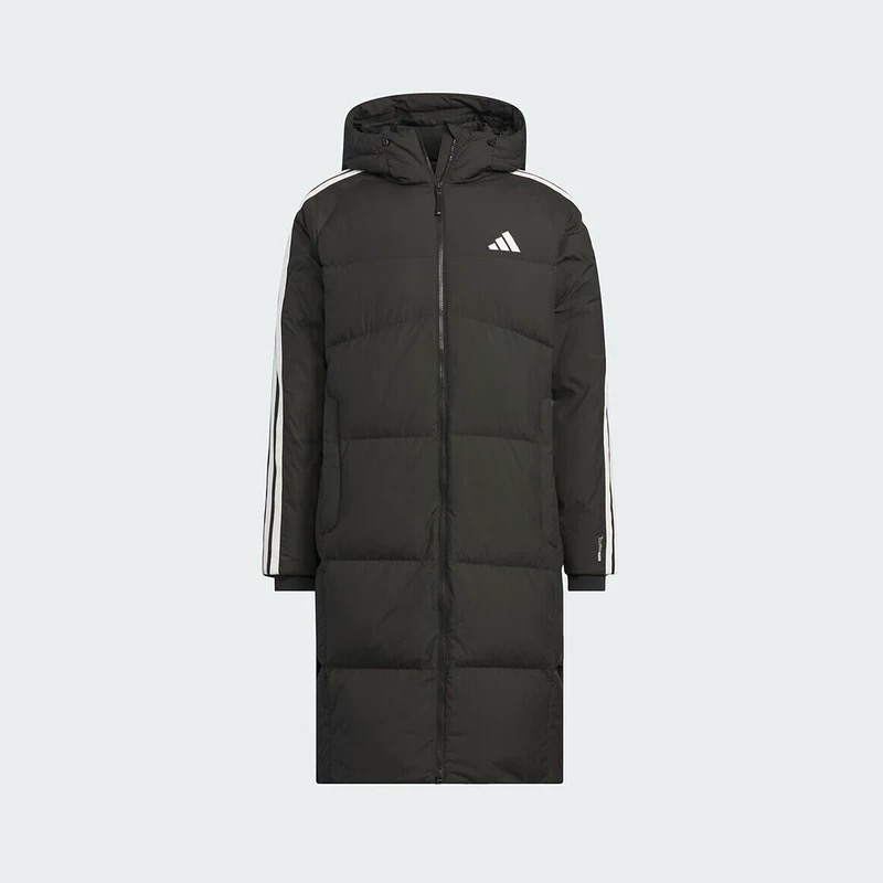 阿迪达斯adidas男女长款黑色经典保暖外套运动休闲羽绒服 KC2498