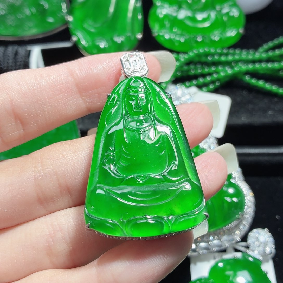 翡翠银S925镶嵌颈饰11