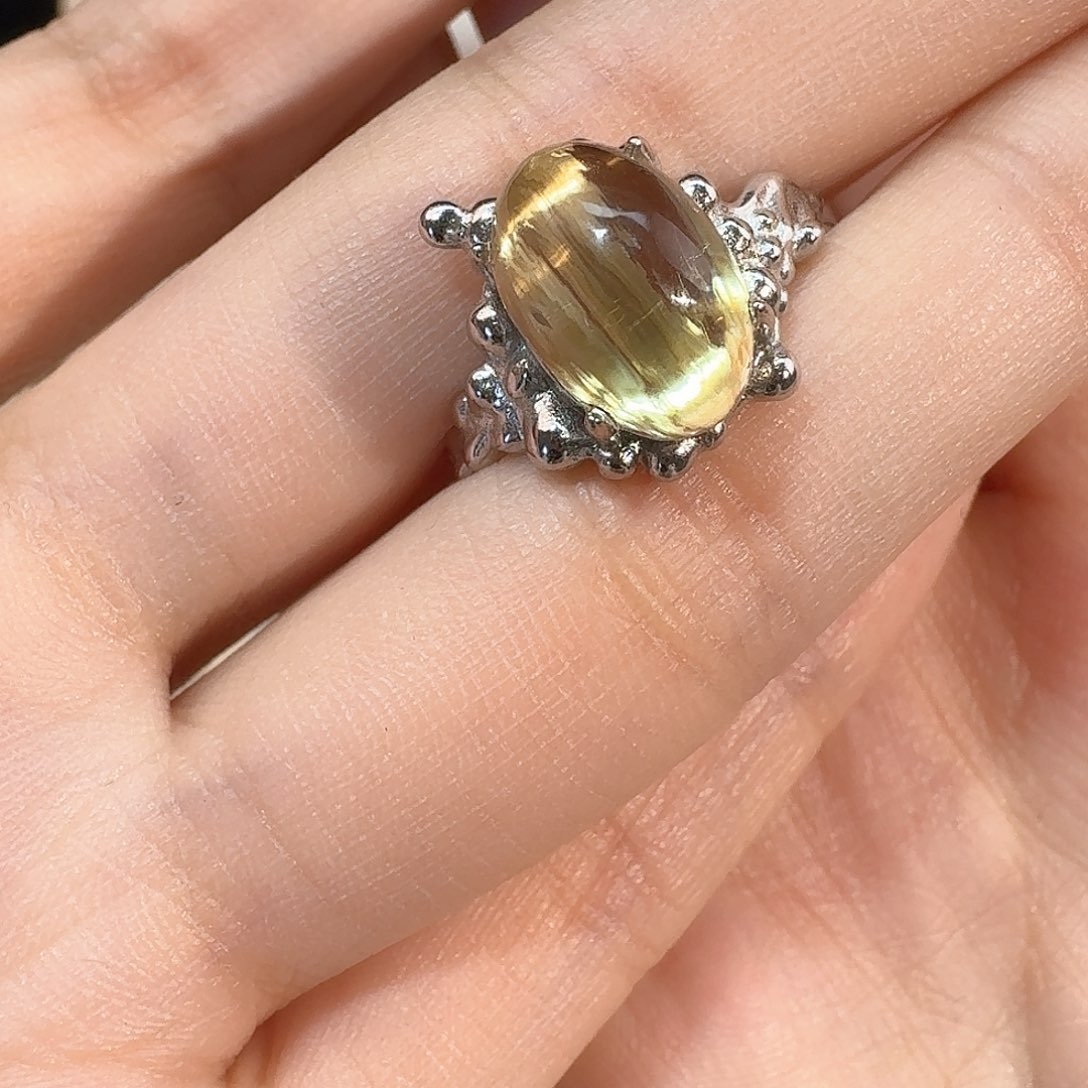 水晶定制款钛金戒指不退不换未镶嵌懒**乖