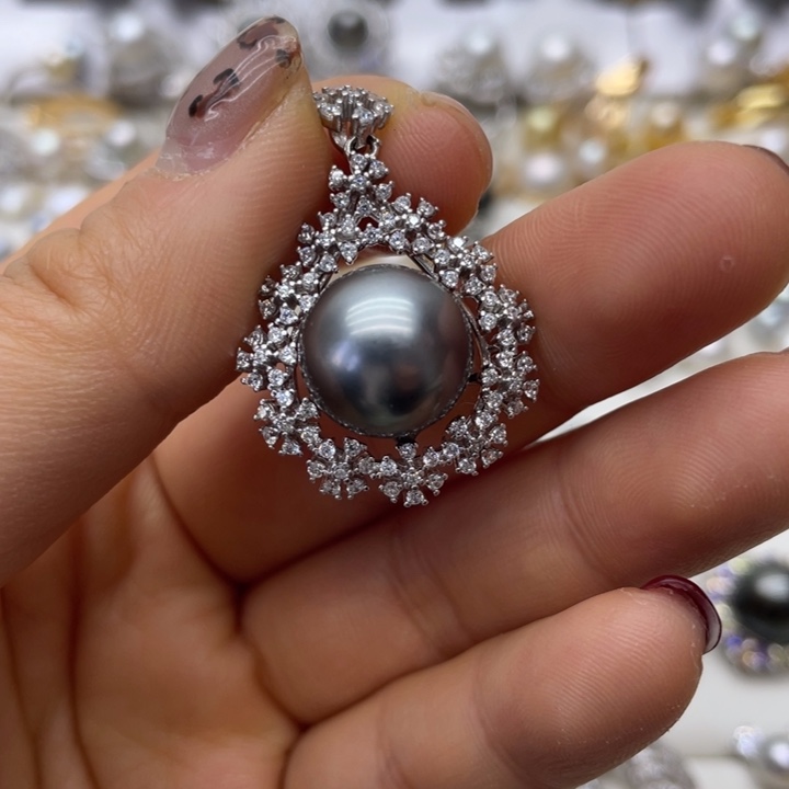 海水珍珠吊坠(不含链)银S925镶嵌