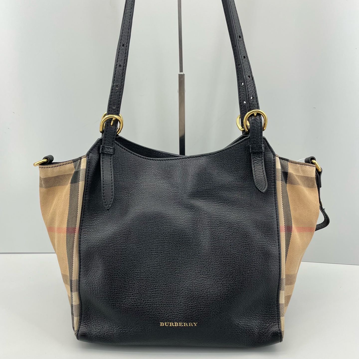 95新 BURBERRY/博柏利 优选/黑色老花腋下包 25x25x13 Z052924
