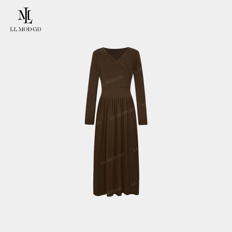 高雅秘韵  长袖针织连衣裙女秋冬收腰显瘦百搭裙子LLYL-253323