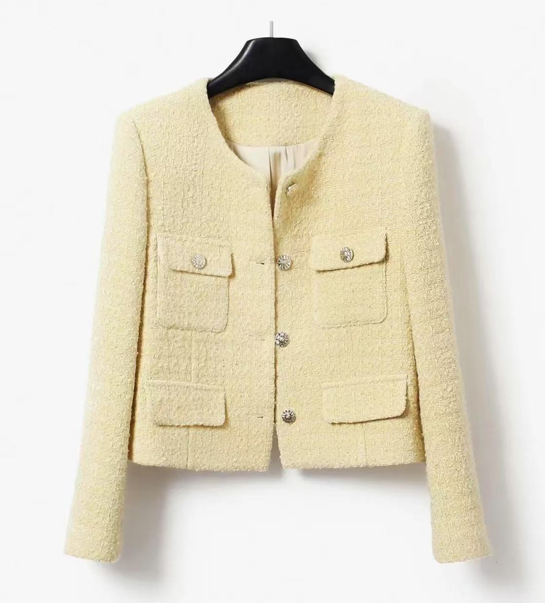 （非封面款）孤品百搭圆领粗花呢轻奢宽松型短外套法式拼接