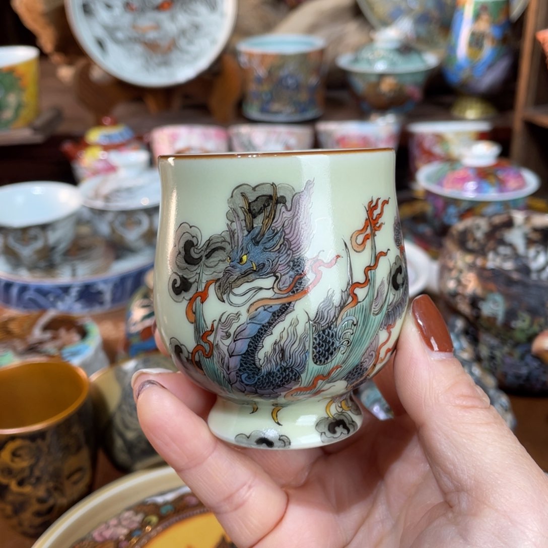 【闪购商品】九子朝凤杯 手工手绘