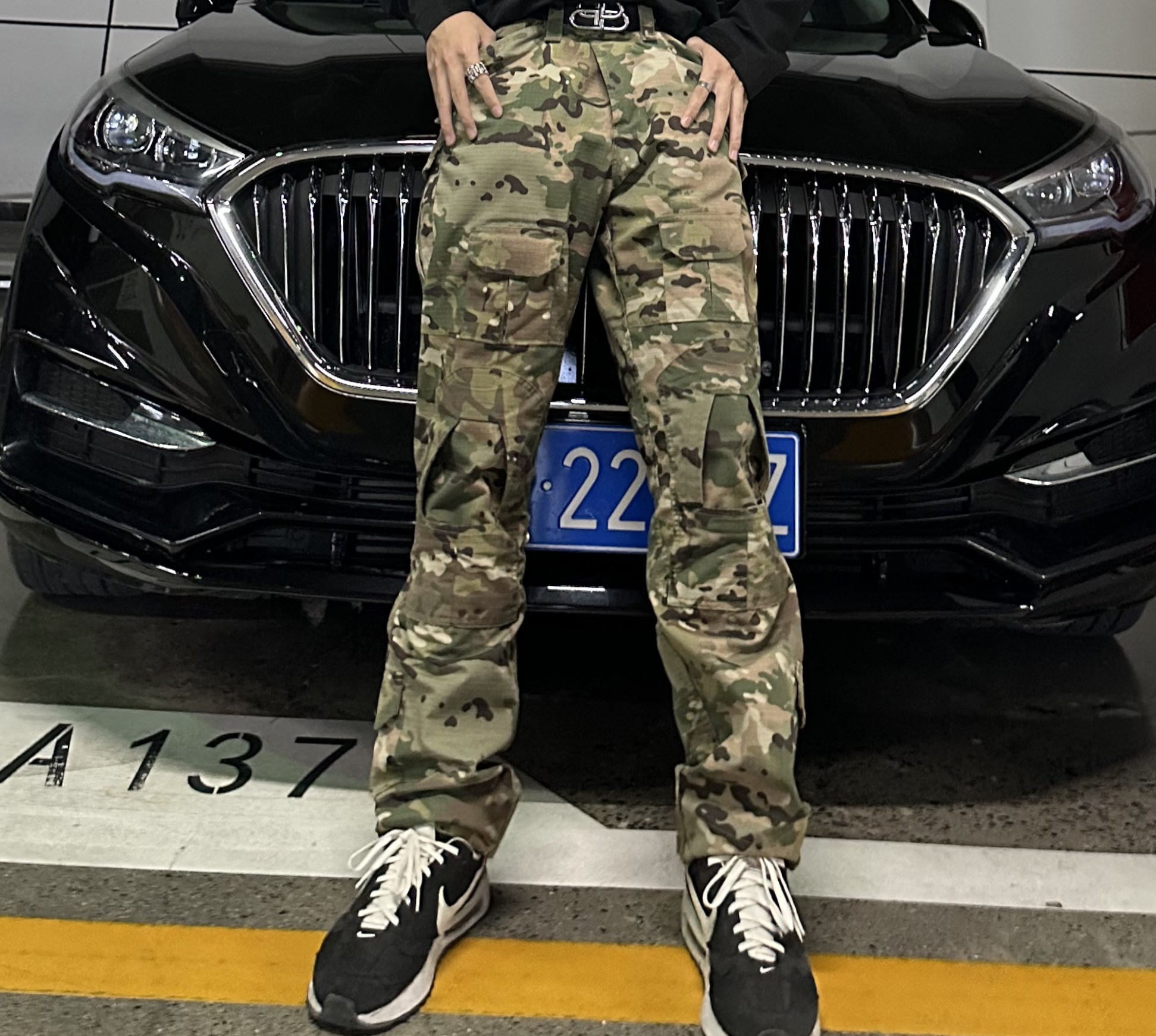 何其有幸 G3户外耐磨防刮防水多口袋迷彩工装长裤