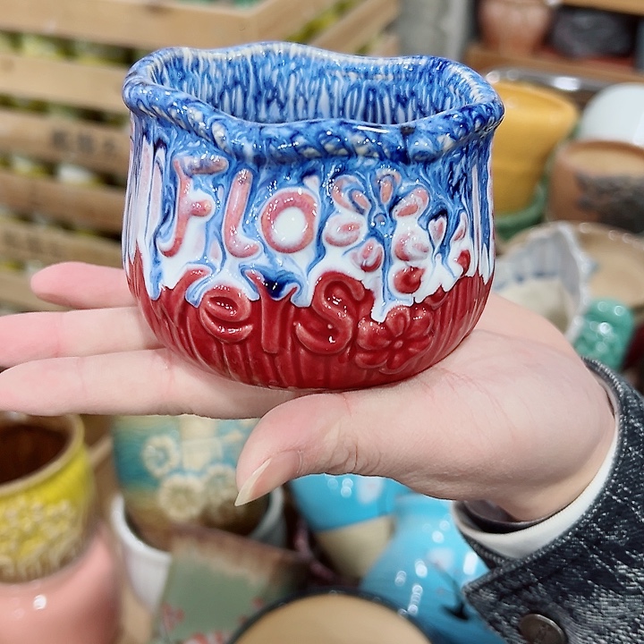 有孔.凑满10元发货多肉陶瓷花盆！