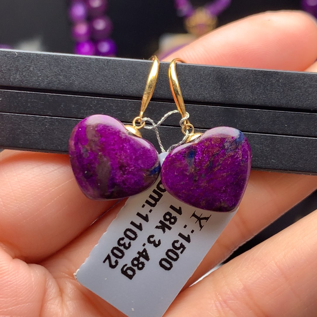 苏纪石（舒俱来）18K金镶嵌耳饰