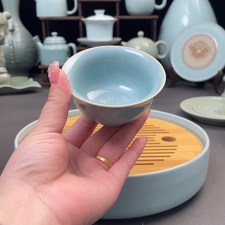 瓷片全手工支钉烧主人杯简包装