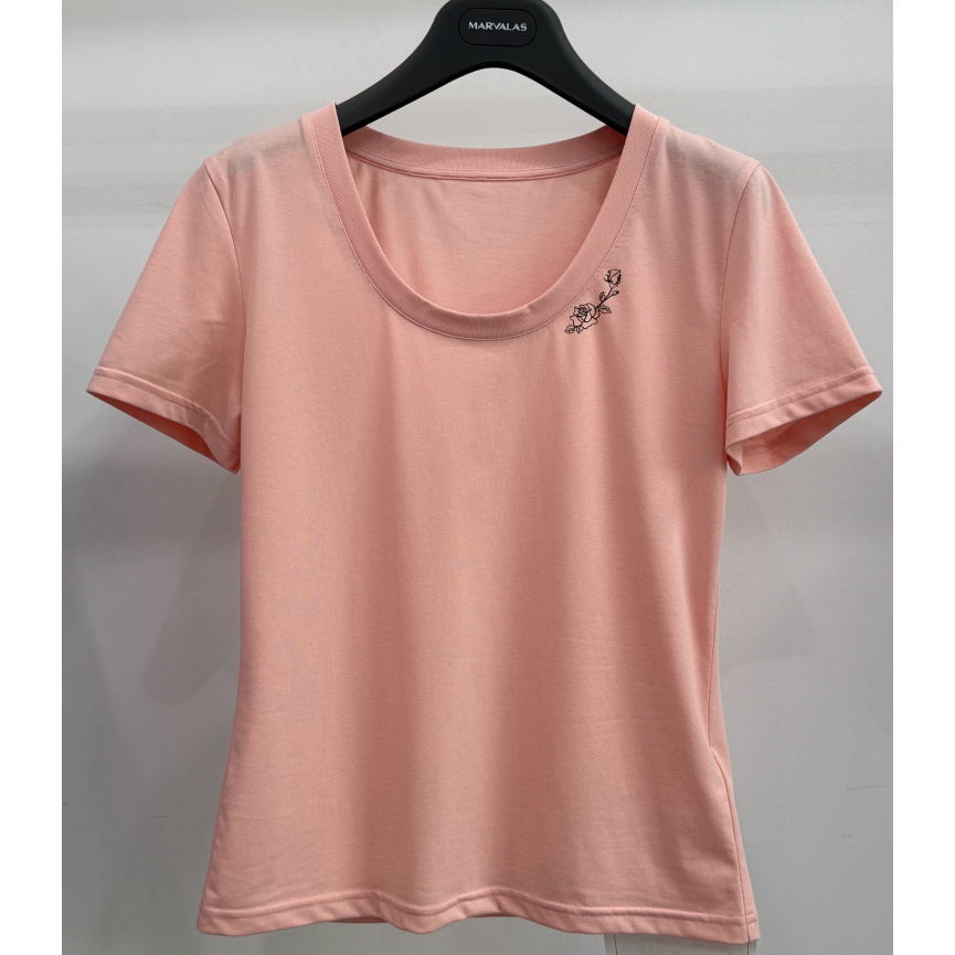 【小余专属】轻薄冰感心形T恤染色短袖常规拼接透气方领152R0024