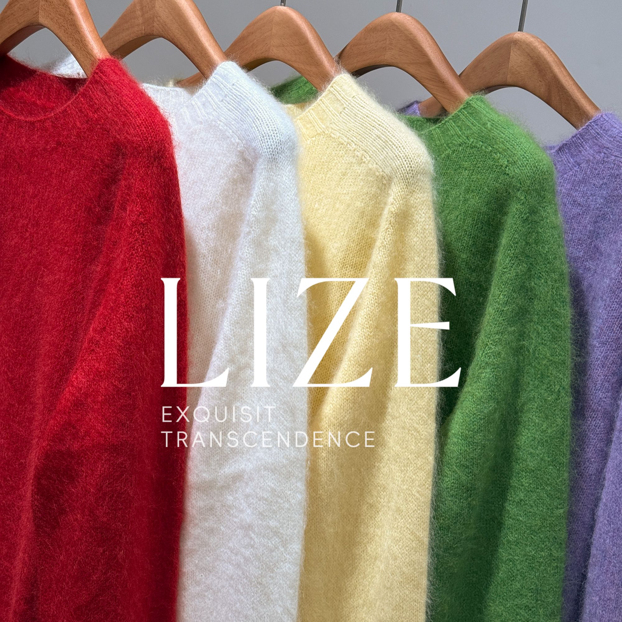 LIZE「L0839」山羊绒绵羊毛.无缝一体拉毛拉绒.圆领毛衣