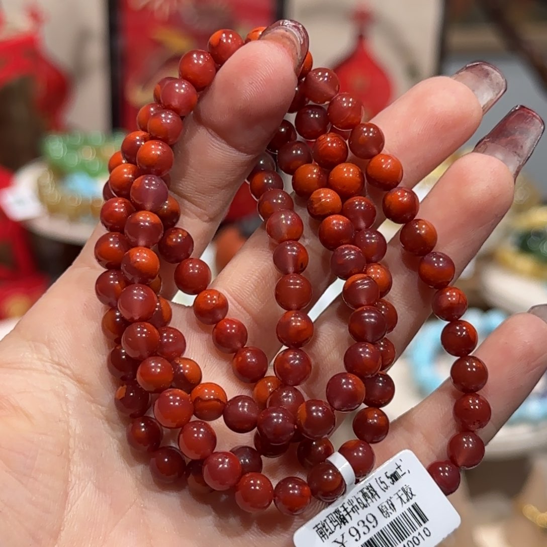 南红玛瑙手串未镶嵌瓦西料原矿无胶火焰纹手串卡5.5+