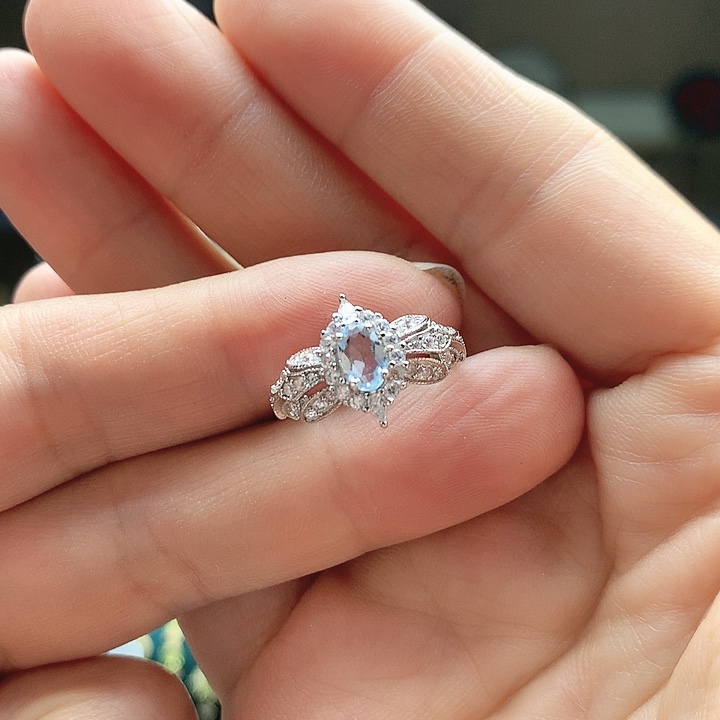 海蓝宝石戒圈银S925镶嵌