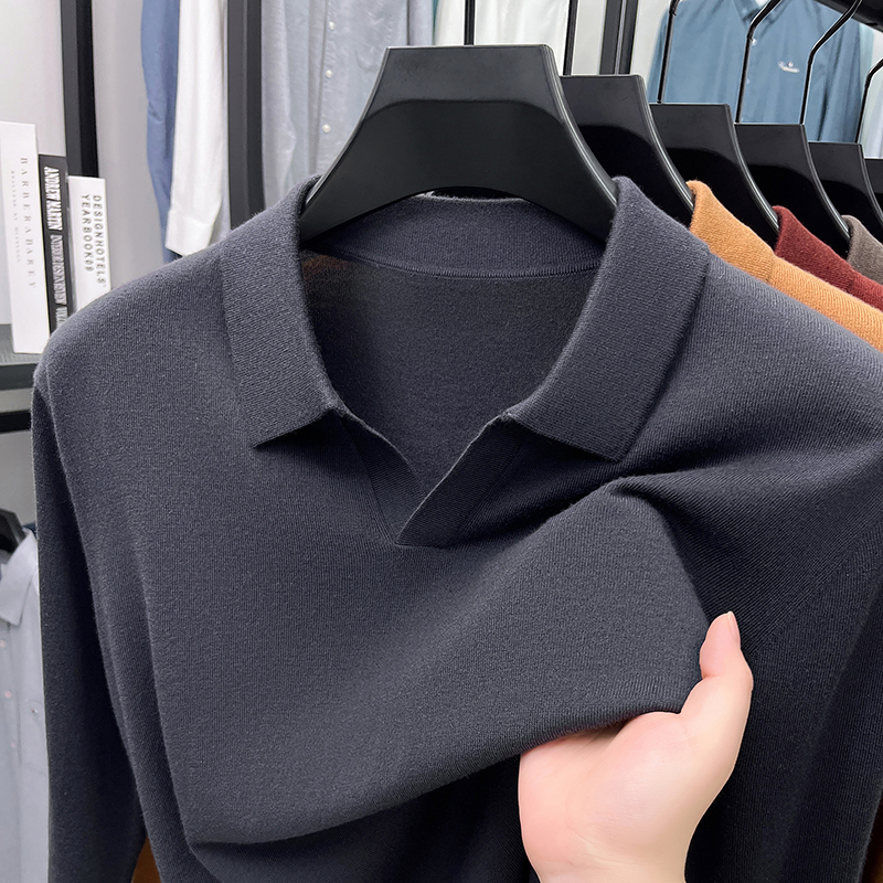 【利雅】S1-200品牌断码剪标高端男士针织羊毛羊绒polo秋冬长袖上衣
