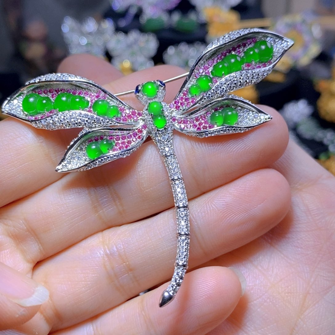 翡翠耳钉银S925镶嵌天然翡翠