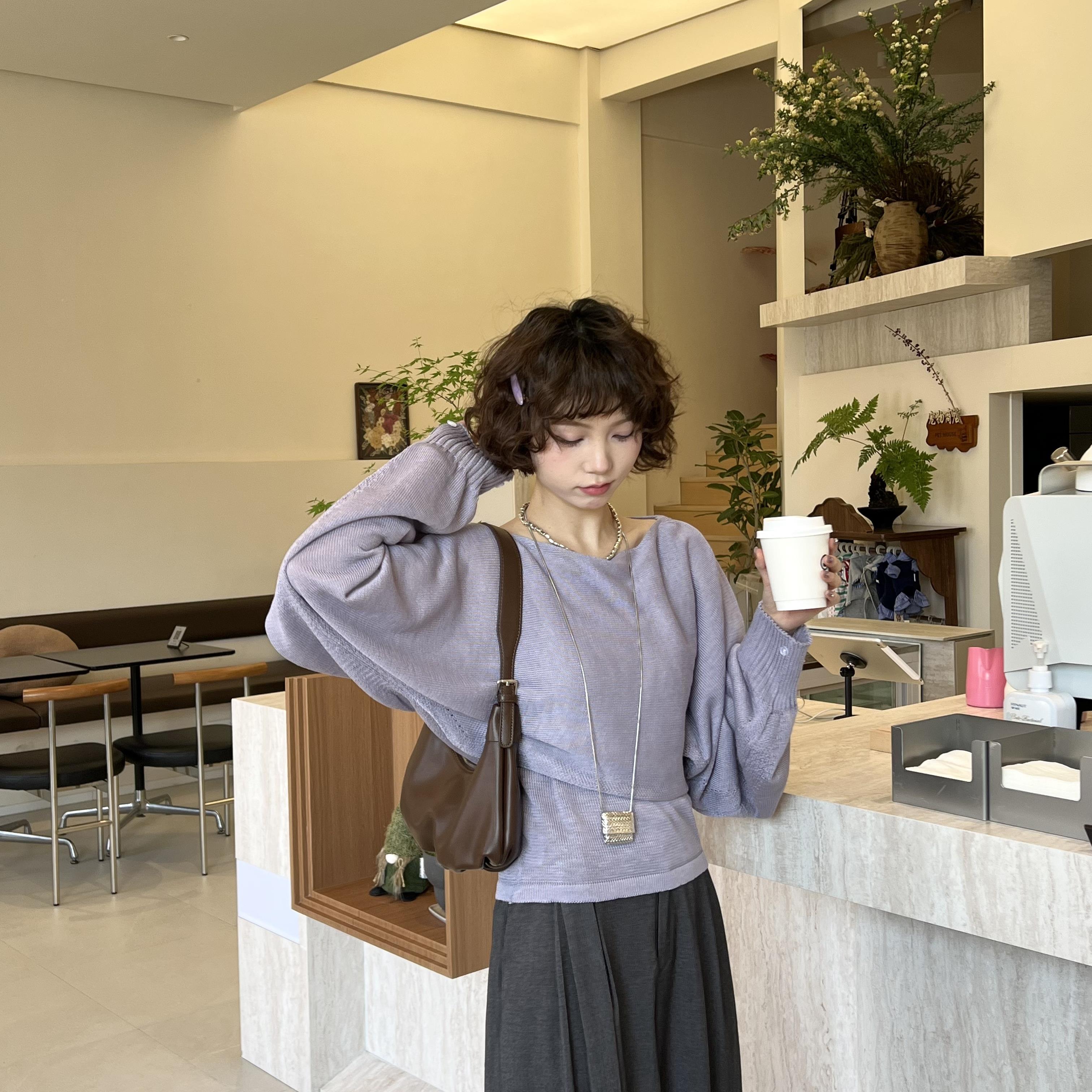 少量现【薇薇绮】圆领显瘦时尚一字领针织衫搭吊带背心上衣 D203