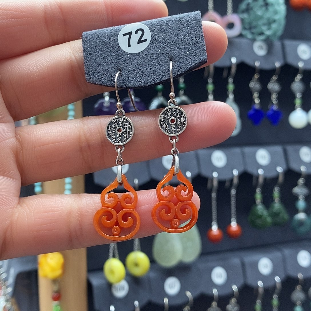 阿***保翡翠银S925镶嵌耳饰