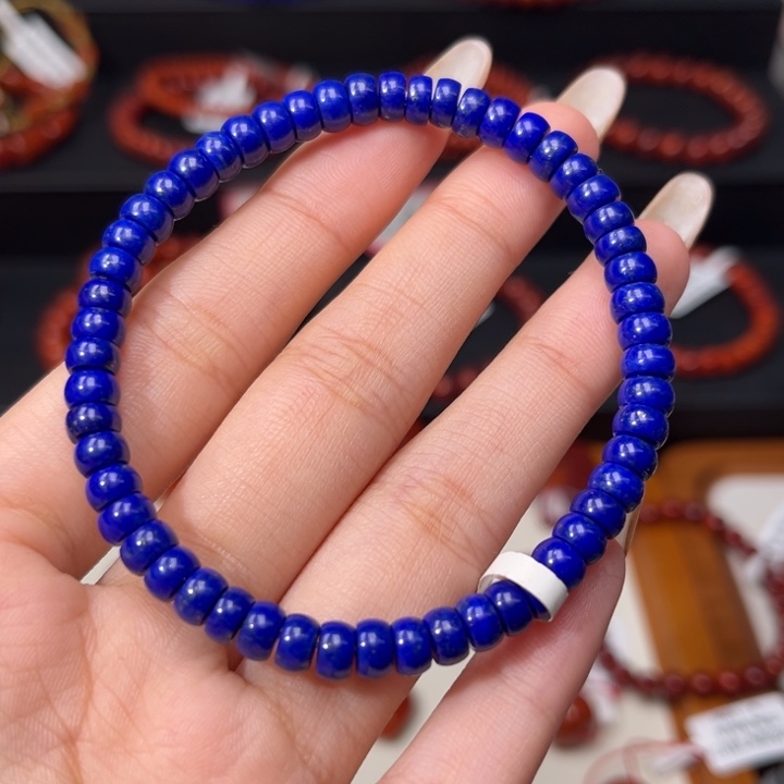 青金石未镶嵌手链精工直切老型5.5+mm