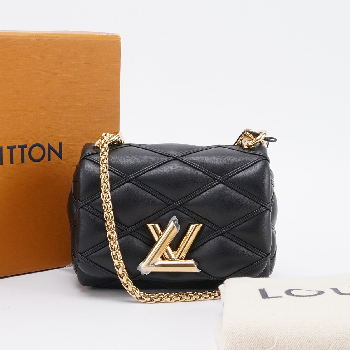99新 LouisVuitton/路易威登 PicoGo14黑金羊皮链条/BGK116890001