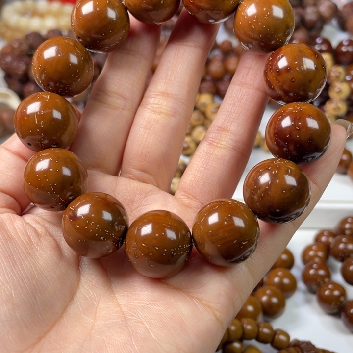 紫金鼠手串18尺寸练手款（黄白斑）油性大