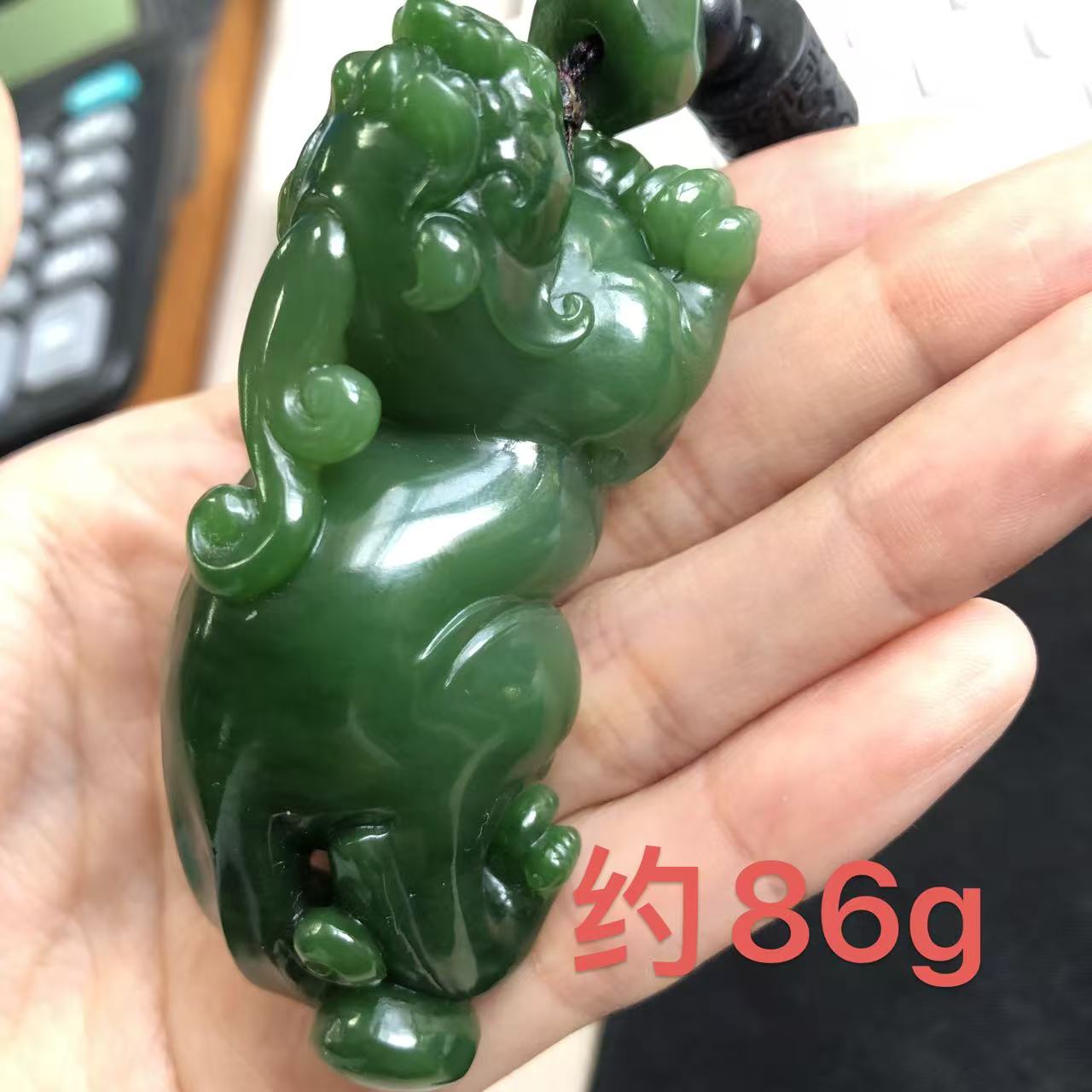 和田玉碧玉貔貅把件温和细腻适合盘玩 约86g