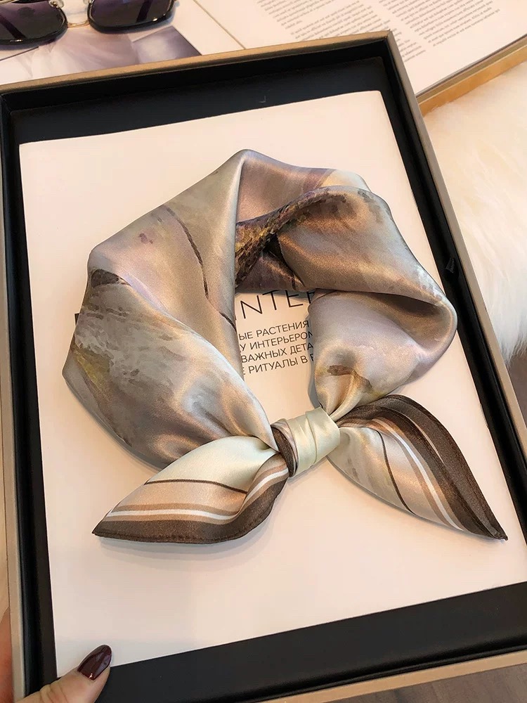 DSAIONE 四叶草形状条纹披肩棋盘格丝巾