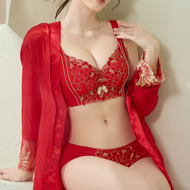 S浪莎调整型文胸套装上托收副乳无钢圈小胸聚拢内衣裤平角DS537