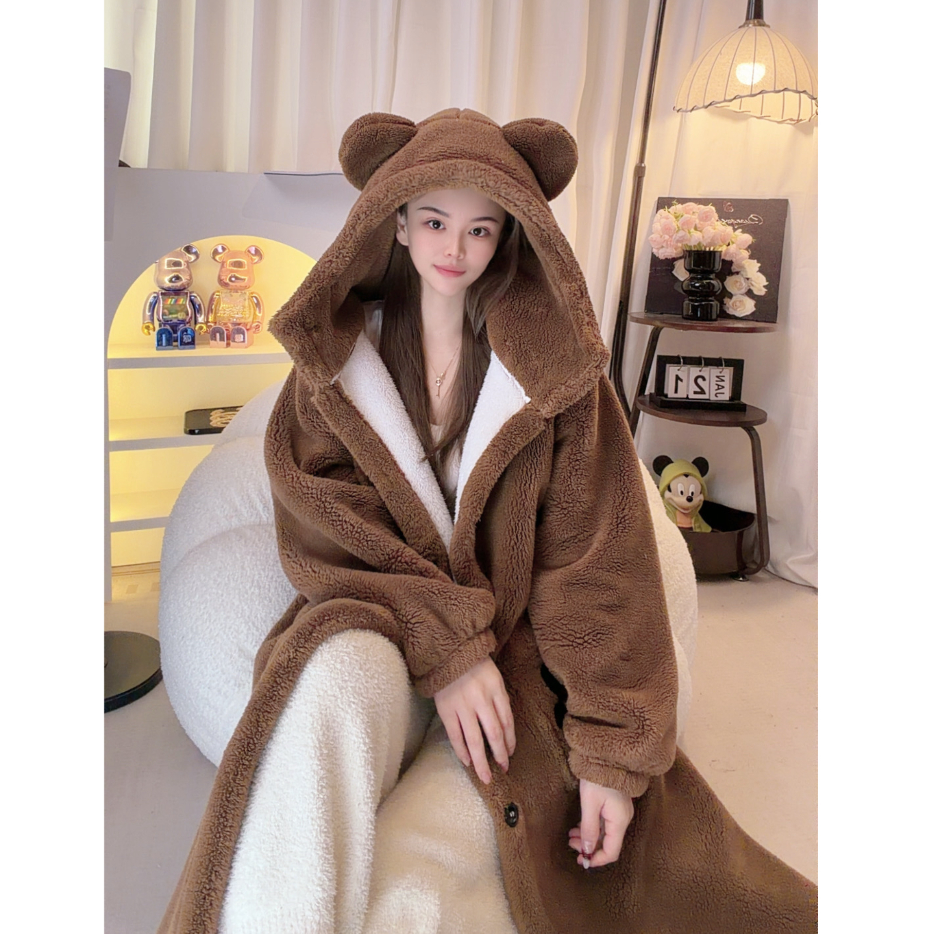 深冬【双层加加厚】-10°可外穿家居服冬季保暖加绒连帽外套