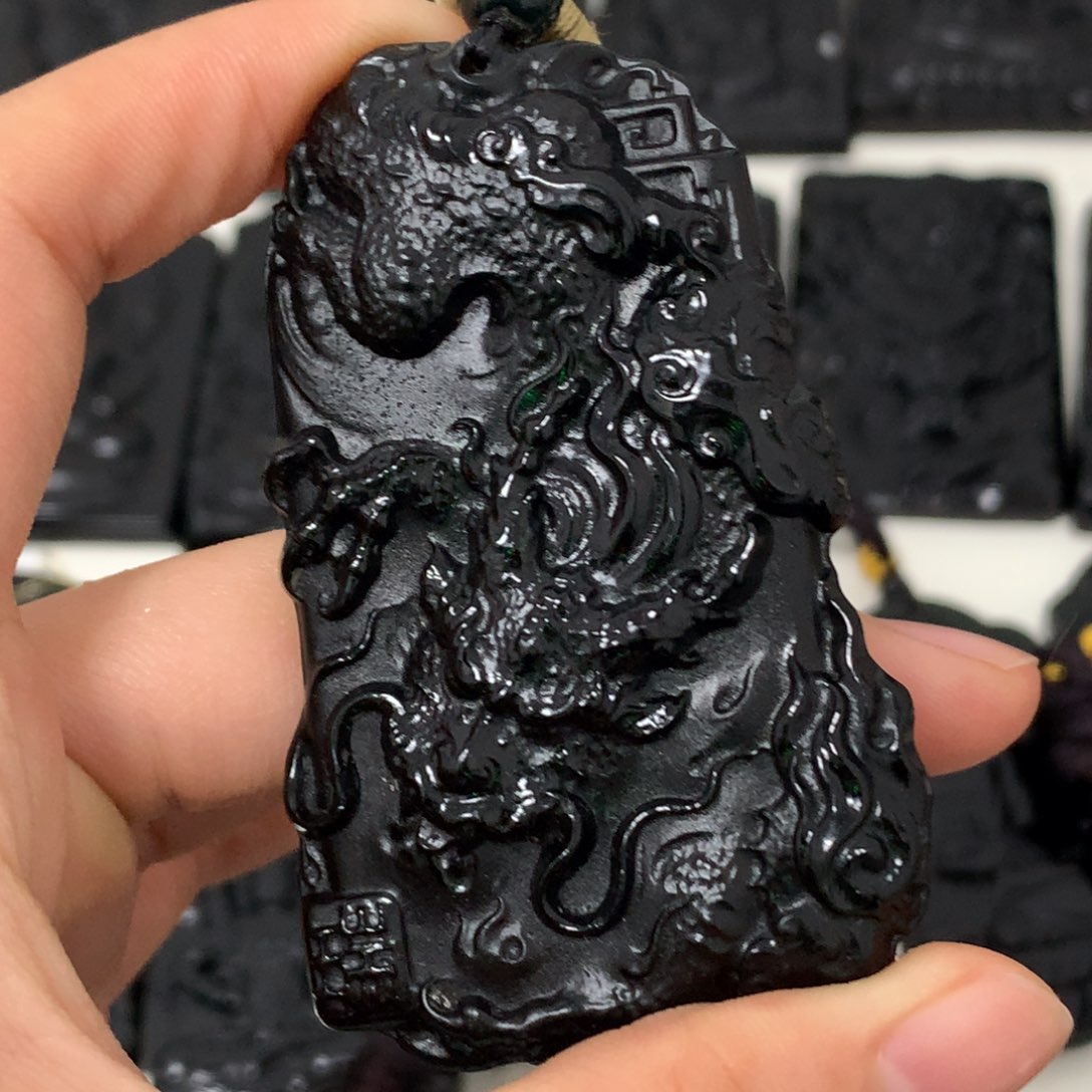 天然缅甸a货钢琴黑挂件